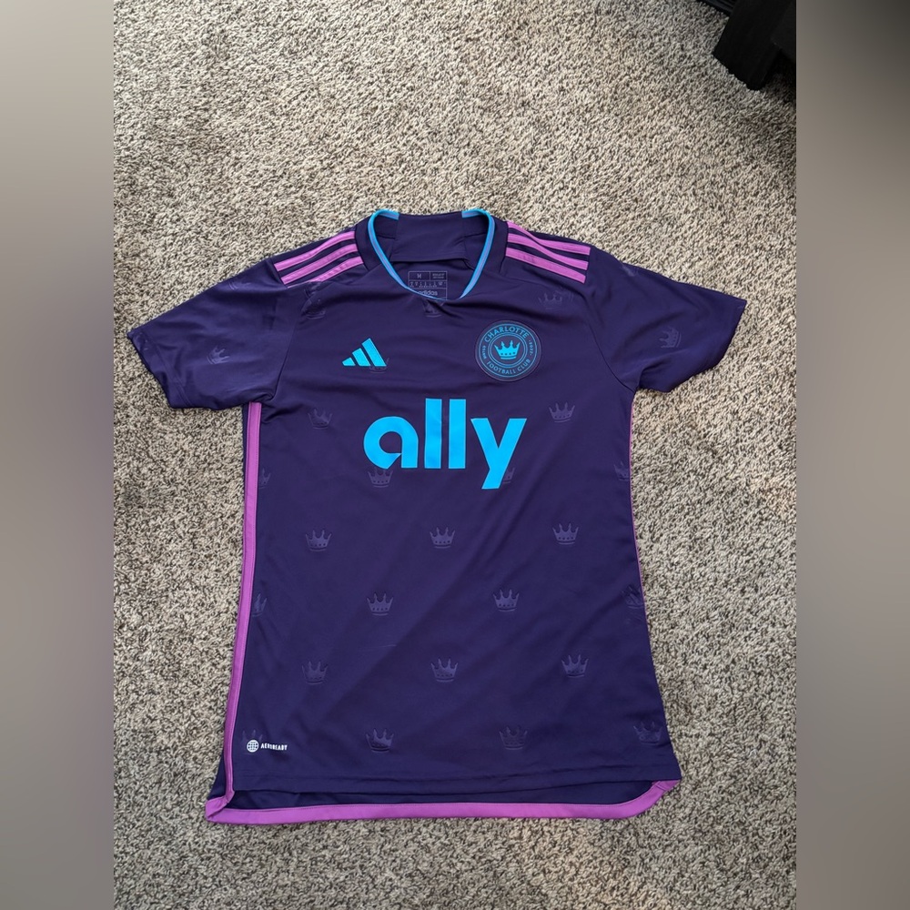 Adidas Women's Purple Jersey with Pink and Blue Accents